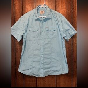 Ecko Unltd. Men's Light Blue Performance Fishing Button-Up Shirt Short Sleeve L